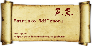 Patrisko Rázsony névjegykártya